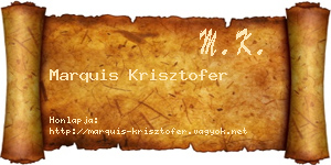 Marquis Krisztofer névjegykártya